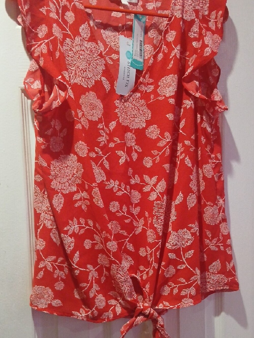 Coral Floral Flutter Sleeve Top - Women's